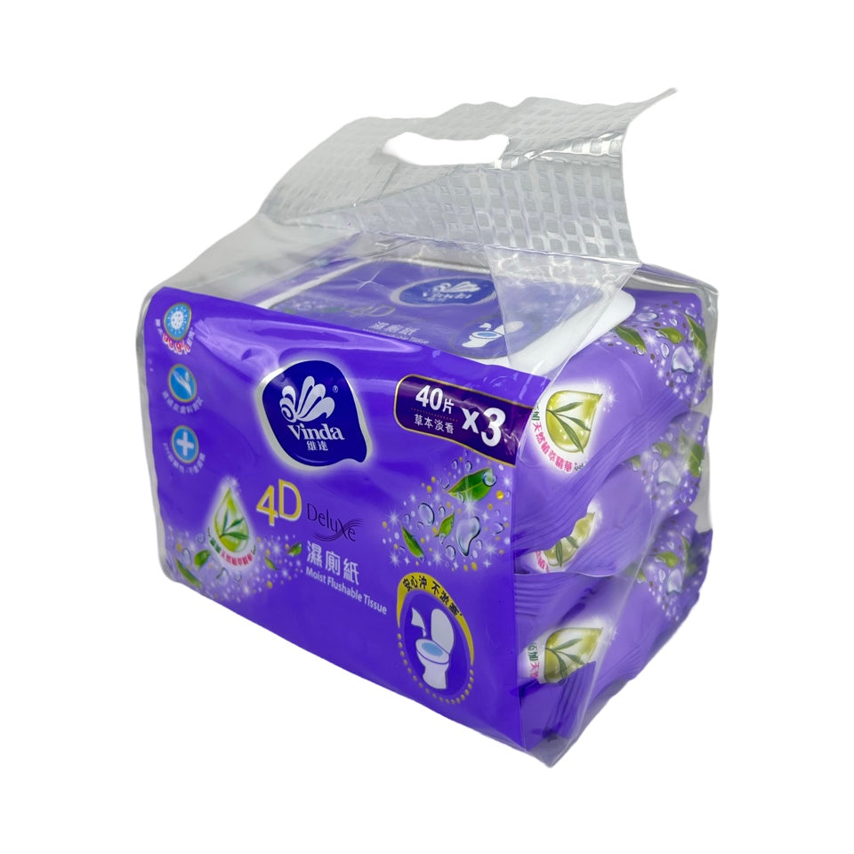 Tissue-VW3425A Vinda Flushable Wet Toilet Paper 40 Sheets/bag 3bags/bundle 8bundles/carton